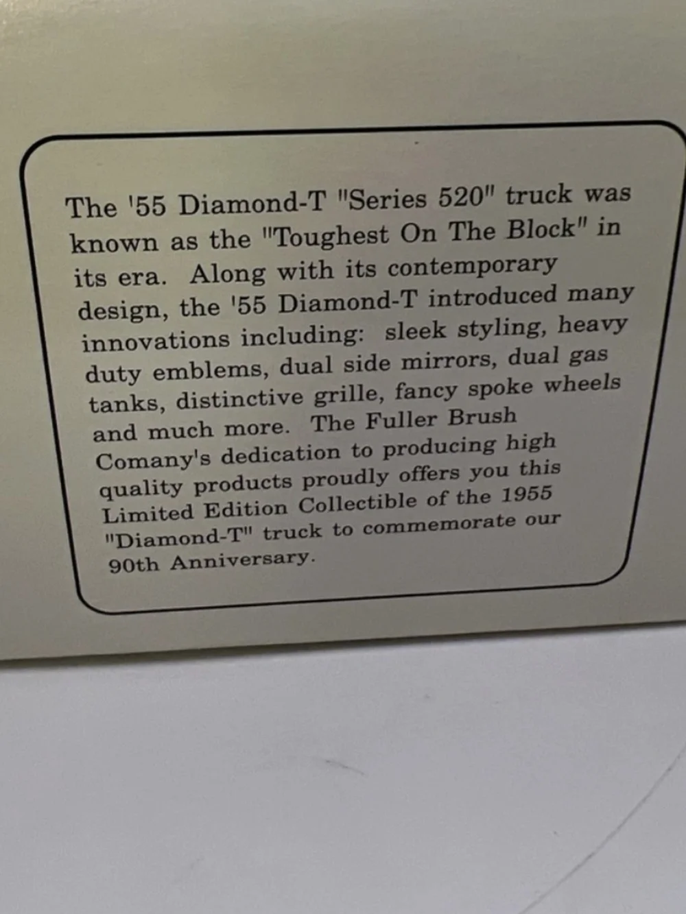 Fuller Brush Company 1955 Diamond-T Green & White Delivery Toy Truck